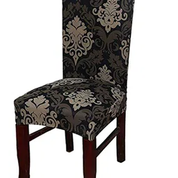 HOUSE OF QUIRK Black Printed Super Stretchable Removable Chair Cover-image-4
