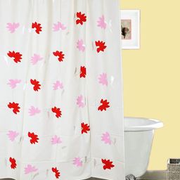 CASA-NEST White & Pink Floral Printed Waterproof Shower Curtain-46