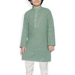 SG YUVRAJ Boys Embroidered Regular Sequinned Kurta with Pyjamas-12