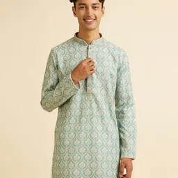Manyavar Ethnic Motifs Embroidered Straight Sequinned Kurta with Pyjamas-image-84