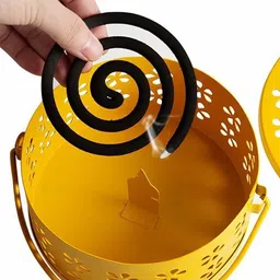DSH Crafting Your Curiosity Yellow Textured Mosquito Coil Box With Handle-42