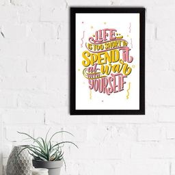 eCraftIndia White & Pink Quote Printed Satin Matt Texture Framed UV Wall Art-picture-48
