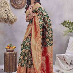 Ariya Prints Floral Woven Design Zari Baluchari Saree-image-98