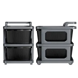 Kuber Industries 2 Layer Modular Cabinet Plastic Storage Drawer with Wheels Grey & Black image 2