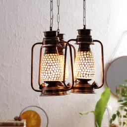 Gold Metal and Glass Lantern by New Era-picture-6