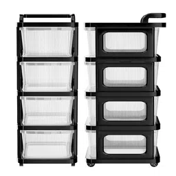 Kuber Industries Black 4 Layer Modular Cabinet Plastic Storage Drawer Wheels Transparent image 5