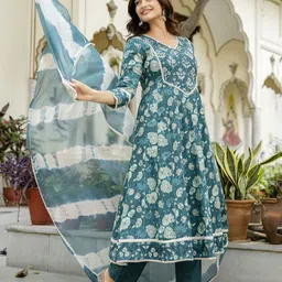 Anouk Women Ethnic Motifs Embroidered Cotton Kurta with Pyjama & Dupatta-picture-46