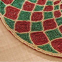 Home Centre Corsica Moksha Red & Green Beaded Round Table Placemats image 2