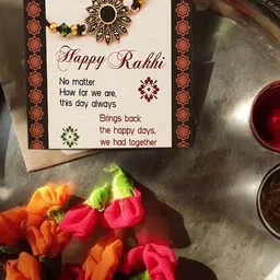 TIED RIBBONS Lord Ganesha Thread Rakhi with Card & Roli Chawal-56