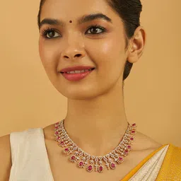 Kushal's Fashion Jewellery Rhodium Gold-Plated Cubic Zirconia Studded Necklace-image-26