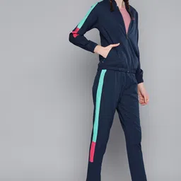 HRX By Hrithik Roshan Women Medival Blue Colourblock Regular Fit Rapid-Dry Anti-Static Antimicrobial Lifestyle Tracksuits-14
