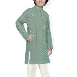 SG YUVRAJ Boys Embroidered Regular Sequinned Kurta with Pyjamas image 2