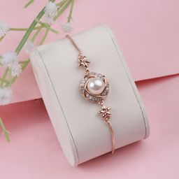 AccessHer Rose Gold Plated American Diamond Studded Link Bracelet-image-41