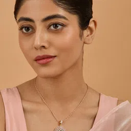 Kushal's Fashion Jewellery Rhodium Gold-Plated Cubic Zirconia Studded Square Pendant-image-96