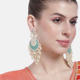 Peora Women Gold-Plated Beaded Crescent Shaped Chandbalis Earrings-0