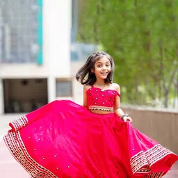 BAESD Girls Embroidered Mirror Work Ready to Wear Lehenga & Blouse-picture-58