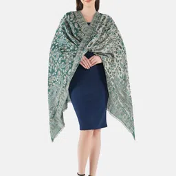 MUFFLY Women Kashmiri Jamawar Faux Pashmina Woven Woolen Shawl-image-8