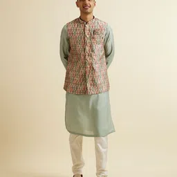 Manyavar Men Ethnic Motifs Printed Regular Kurta and Pyjamas with Jacket-image-97