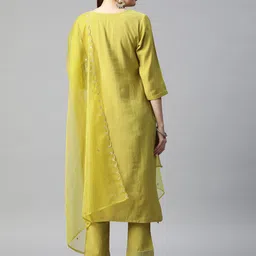 SheWill Green Embroidered Sequinned Kurta with Trousers & With Dupatta image 5