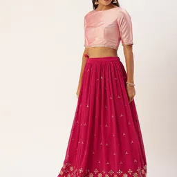 Ethnovog Pink Sequinned Made to Measure LehengaBlouse With Dupatta image 2