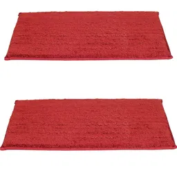 Black gold Set of 2 Maroon Textured 450 GSM Non-Slip Bath Mats-image-32