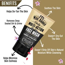Man Arden Daily Multi-Action De-Tan Face Wash Ubtan Turmeric + Saffron + Rose - 100 ml image 4