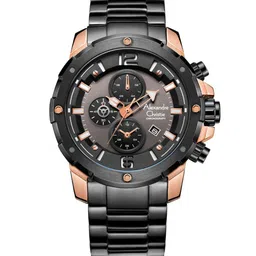Alexandre Christie Men Black Dial & Straps Analogue Chronograph Watch - 6410MCBBRBA-Black-14
