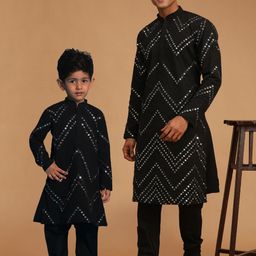 VASTRAMAY Boys Embroidered Regular Mirror Work Kurta & Pyjamas-87
