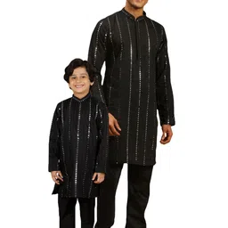 VASTRAMAY Boys Embroidered Regular Mirror Work Kurta & Pyjamas-23