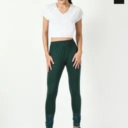 BAESD Pack Of 2 Bottom Printed Slim-Fit Cotton Lycra Churidar Length Leggings-image-83
