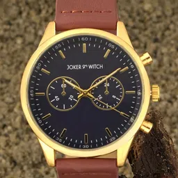 JOKER & WITCH Men Blue Dial & Brown Leather Straps Analogue Watch-AMWW494-image-13
