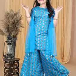 PICCOLO Girls Ethnic Motifs Woven Design Kurti with Sharara & Dupatta-picture-20