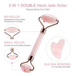 Getmecraft Set Of Rose Quartz Jade Facial Roller & Gua Sha For Face image 2