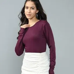 Shein Casual Medium Length Full Sleeves Magenta Leotard Top-picture-23