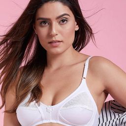 Clovia Cotton Rich Full Cup Lacy Bra - White-image-58