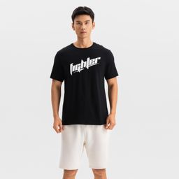 Crew Neck Short Sleeved Regular Fit Cotton Training Men's T-Shirt- Ultra Black-image-5