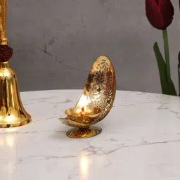 amaya decors Moon Shape Brass Akhand Dia-picture-24