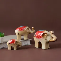 tayhaa Elephant Beige & Red Ceramic Figurine-picture-30