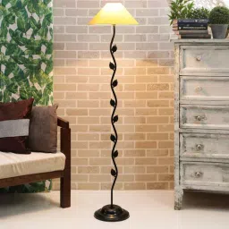tu casa Yellow Fabric Shade Floor Lamp with Black Base-picture-13