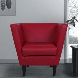 casacraft from pepperfry Yonko Leatherette Low Back Lounge Chair in Red Colour-picture-31