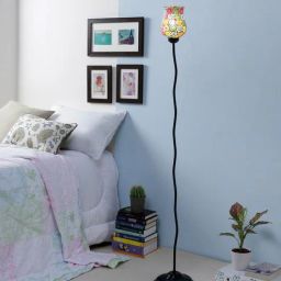 Triad Green Glass Shade Torchiere Floor Lamp With Metal Base By New Era-picture-15
