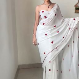 SWADESI STUFF Embroidered Pure Georgette Heavy Work Saree-image-81