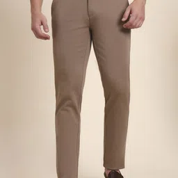 JADE BLUE Men Mid-Rise Flat-Front Slim Fit Cotton Trousers-image-35