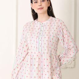 W Floral Print Puff Sleeve Cotton Top-image-47
