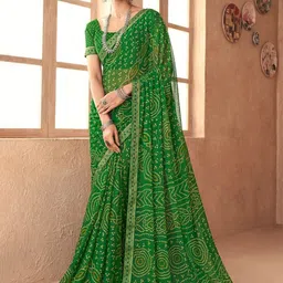 DURGA EMPORIO Bandhani Embroidered Pure Chiffon Bandhani Saree-image-17