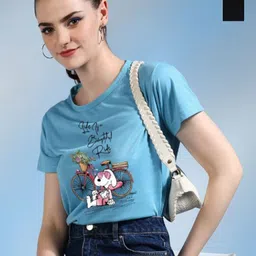Metronaut Women 2 Printed Bio Finish Raw Edge T-shirt-picture-16