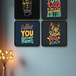 Livin'luxe Black & Yellow 4 Pieces Motivational Printed Wall Arts-picture-47