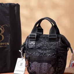Bag Pepper Elephant Design Printed Structured Tote Bag with Adjustable Strap-31