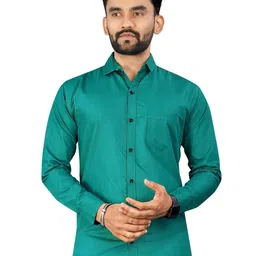 VORTEX Men Original Slim Fit Solid Spread Collar Cotton Casual Shirt-picture-47