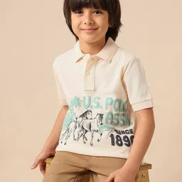 u.s. polo assn. kids Uspa Kids Boys Graphic Brand Printed Polo Cotton T-shirt-picture-3